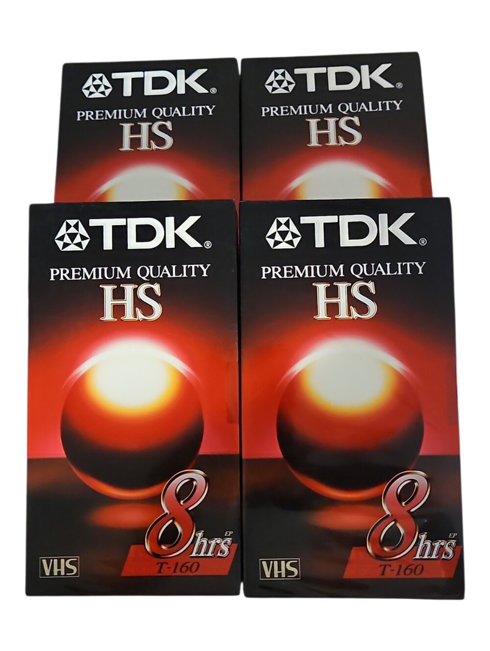 Lot of 4 TDK T-160 HS Premium Quality Blank VHS Tapes 8 Hrs New Sealed